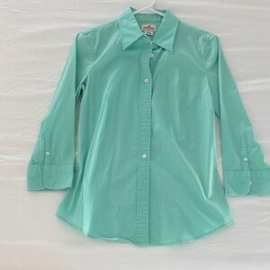 J. Crew 3/4 sleeve Mint Green Button Down Shirt